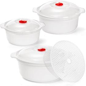 WRINGKIT three-pack microwave bowls with lids for quick meal prep and serving.