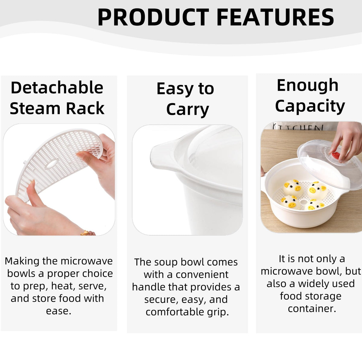 WRINGKIT bowls with ergonomic side handles for secure grip while cooking.