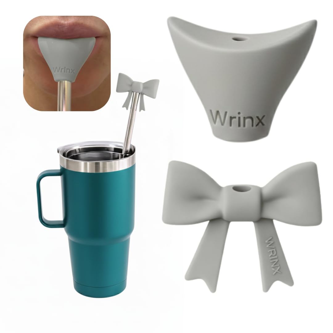 WrinX Stone Straw Topper on lip-safe surface for comfortable sipping
