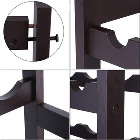 WRONWA dark brown freestanding wine rack in kitchen or living area.