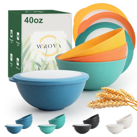 Wrova 40oz wheat straw bowls with lids shown as a durable, leak-proof lunch set