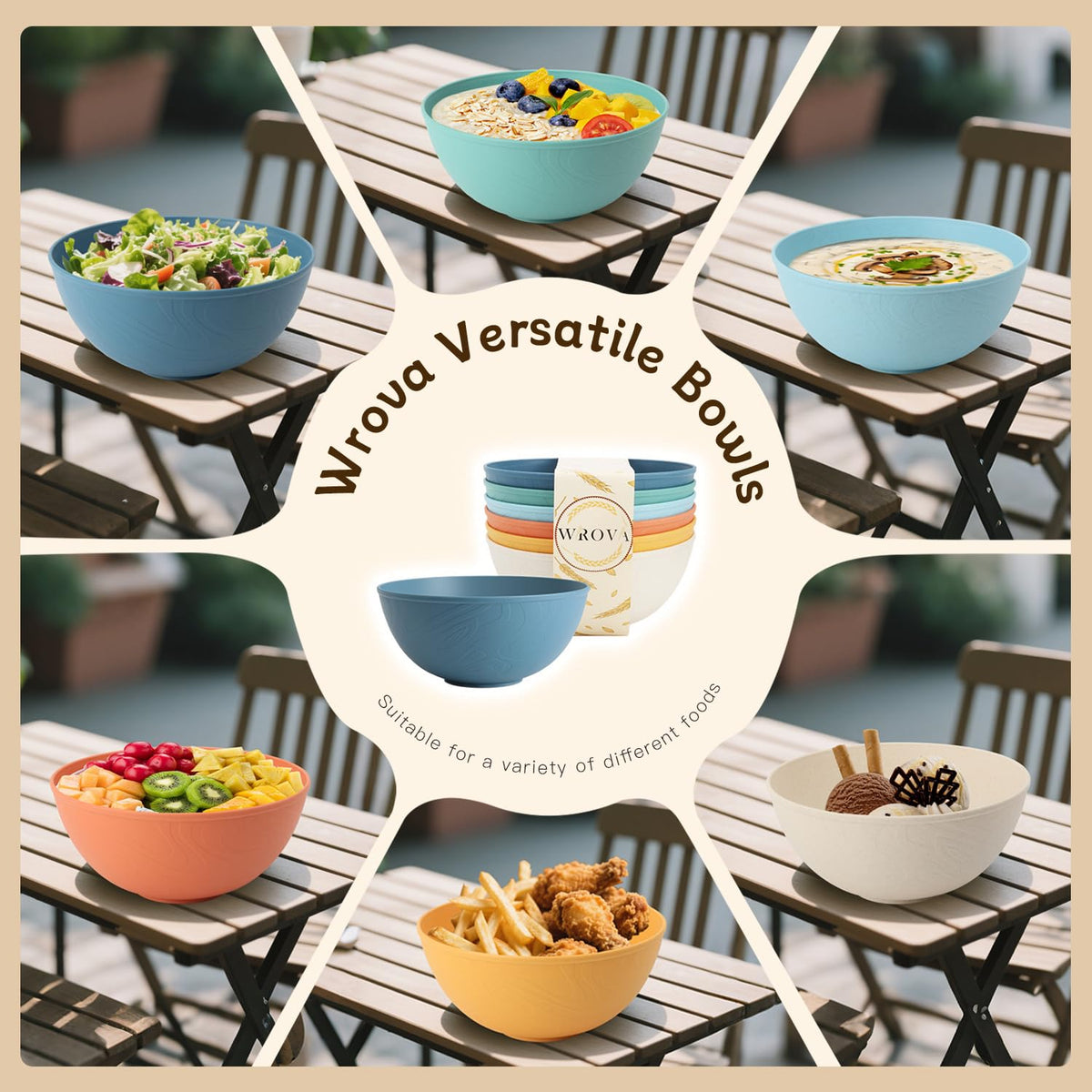 Wrova flowing anti-slip pattern bowls ensure secure grip.