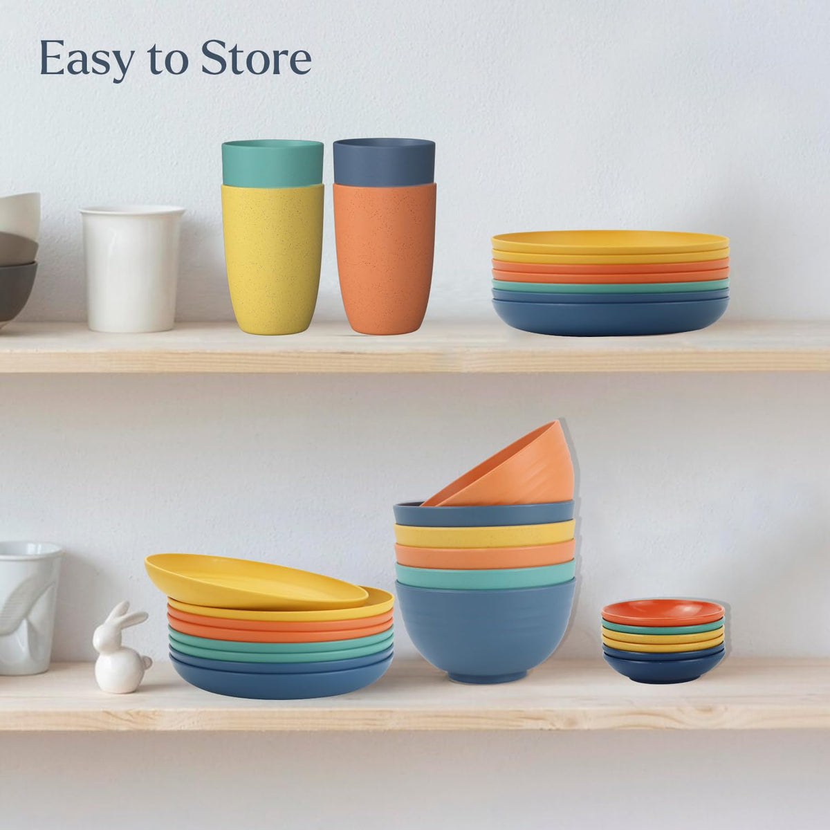 Wrova colorful dinnerware set, bright tones for everyday meals