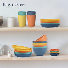 Wrova colorful dinnerware set, bright tones for everyday meals