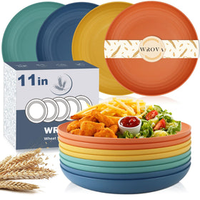Wrova large wheat straw dinner plate in colorful 11 inch format for family meals.