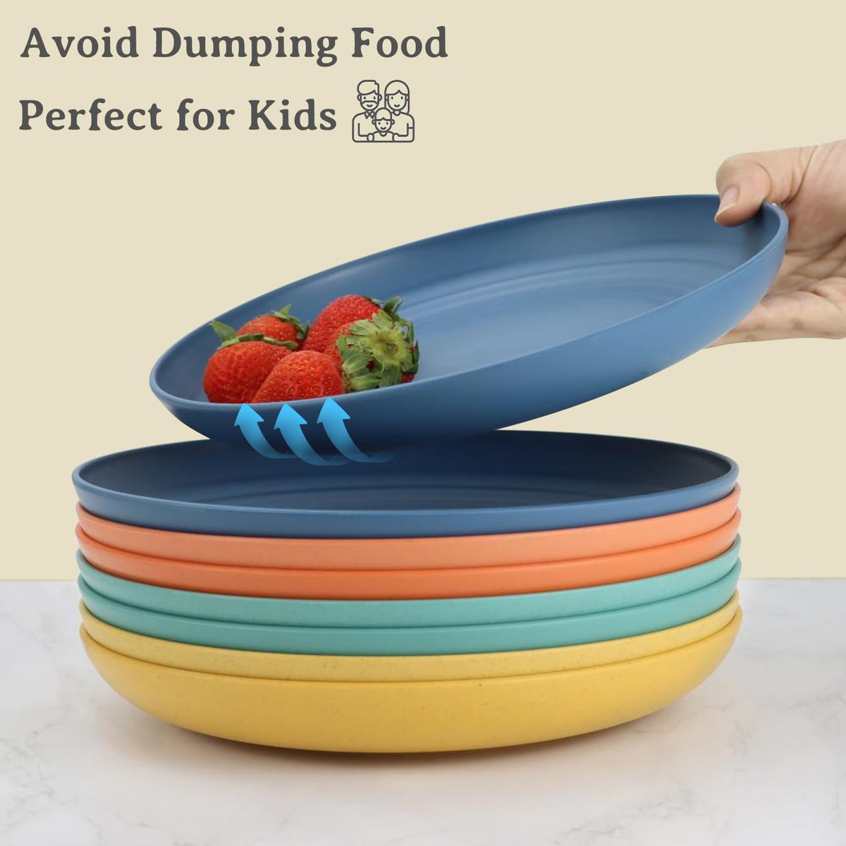 Eco-friendly wheat straw plate replaces disposable plastics.