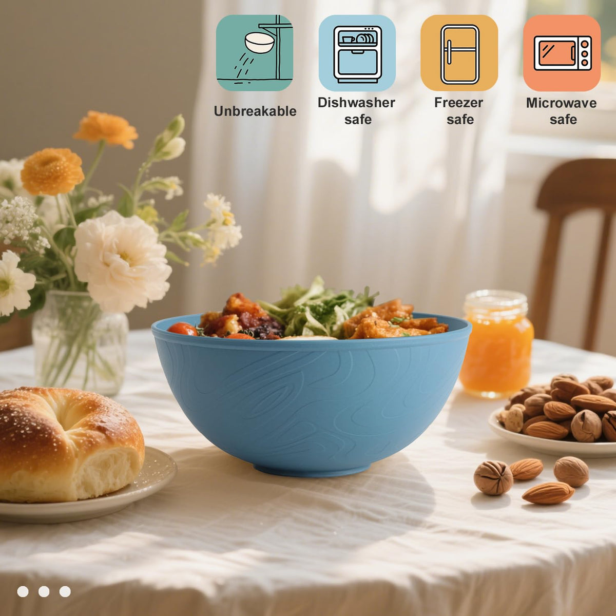 Wrova unbreakable cereal bowls in vibrant series for everyday use.