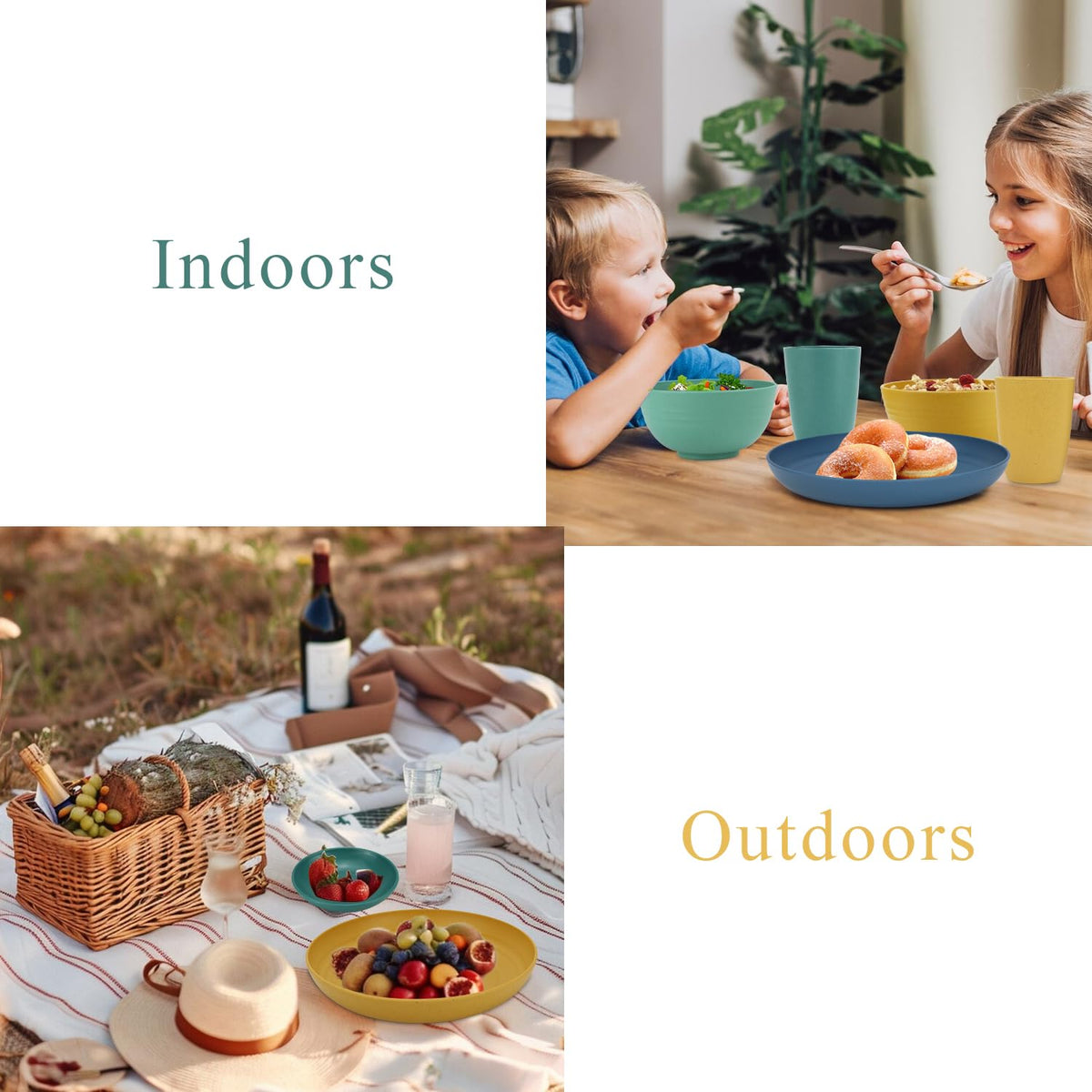 Wrova unbreakable dinnerware, BPA-free, ideal for dorms and travel