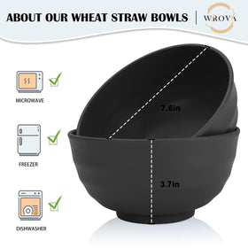 Wrova unbreakable wheat straw bowls closeup highlights durable, lightweight design.