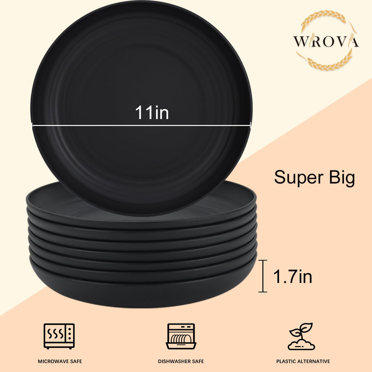 Wrova unbreakable wheat straw plate highlights lightweight, durable construction for family meals