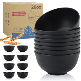 Wrova 8-piece wheat straw bowl set, 26oz capacity, ideal for cereals and soups.