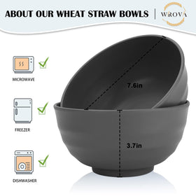 Wrova Wheat Straw Bowls in deep gray, microwave-safe for quick reheating.