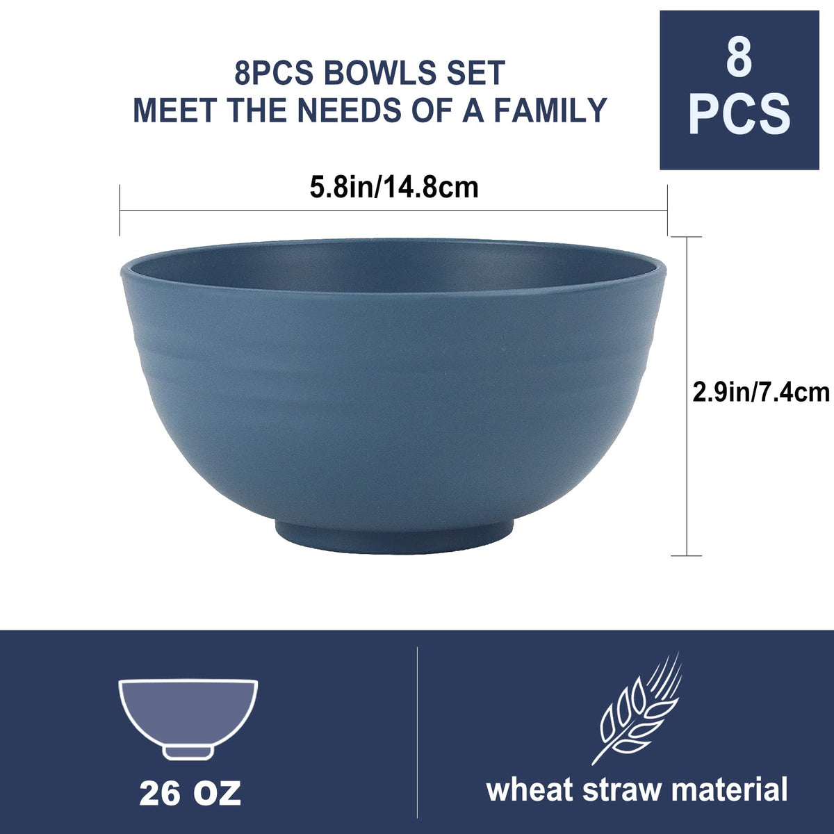 Wrova wheat straw bowls with colorful design for family dining