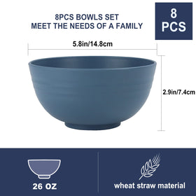 Wrova wheat straw bowls with colorful design for family dining
