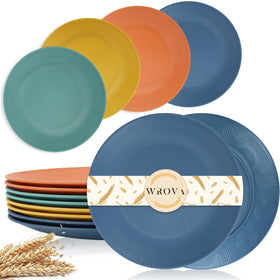 Wrova wheat straw dinner plate 10-inch set of 8, durable and family-friendly