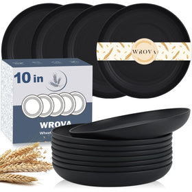 Wrova Wheat Straw Plates 10in front view showing unbreakable design for family meals