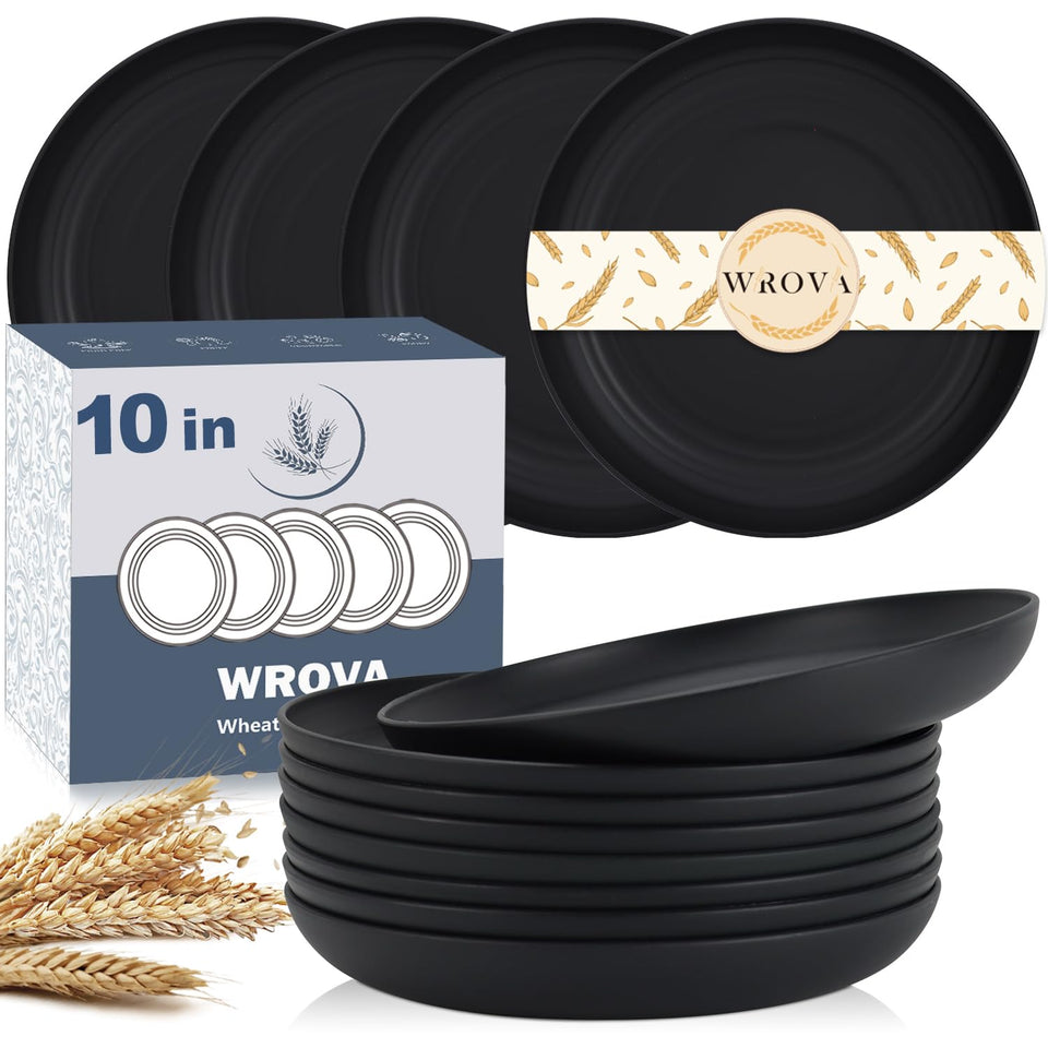 Wrova Wheat Straw Plates 10in front view showing unbreakable design for family meals