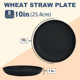 Wrova Wheat Straw Plates 10in stack highlighting lightweight, space-saving dinnerware