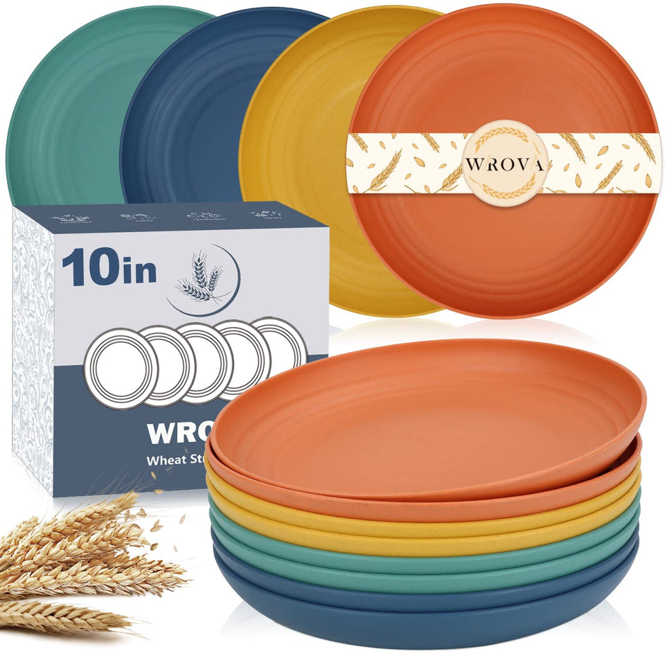 Wrova Wheat Straw Plates 10-inch durable for daily meals.
