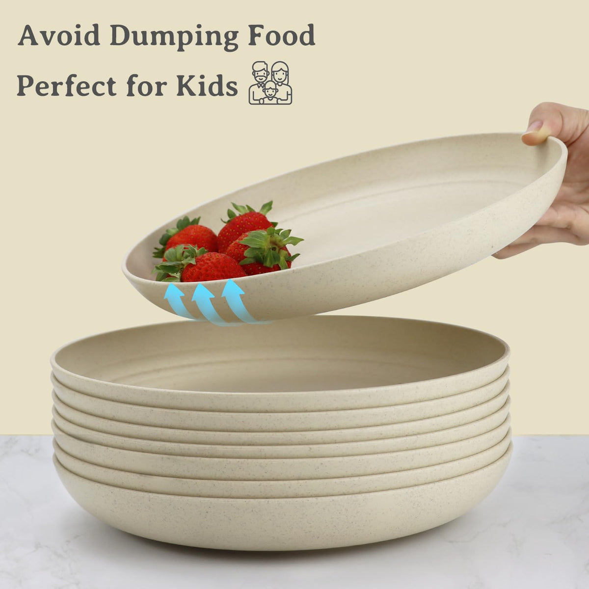 Wrova wheat straw plate lightweight and stackable for easy storage