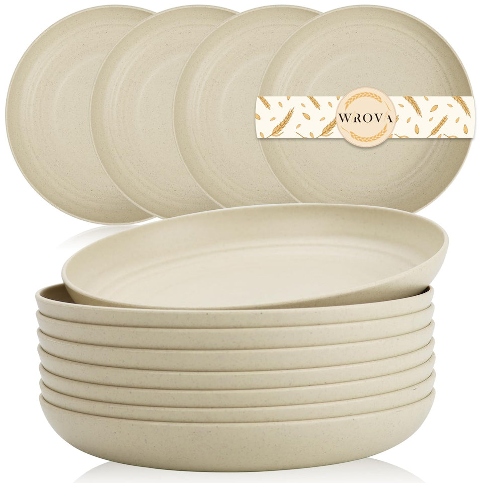 Wrova 9-inch wheat straw plate, unbreakable for safe family meals