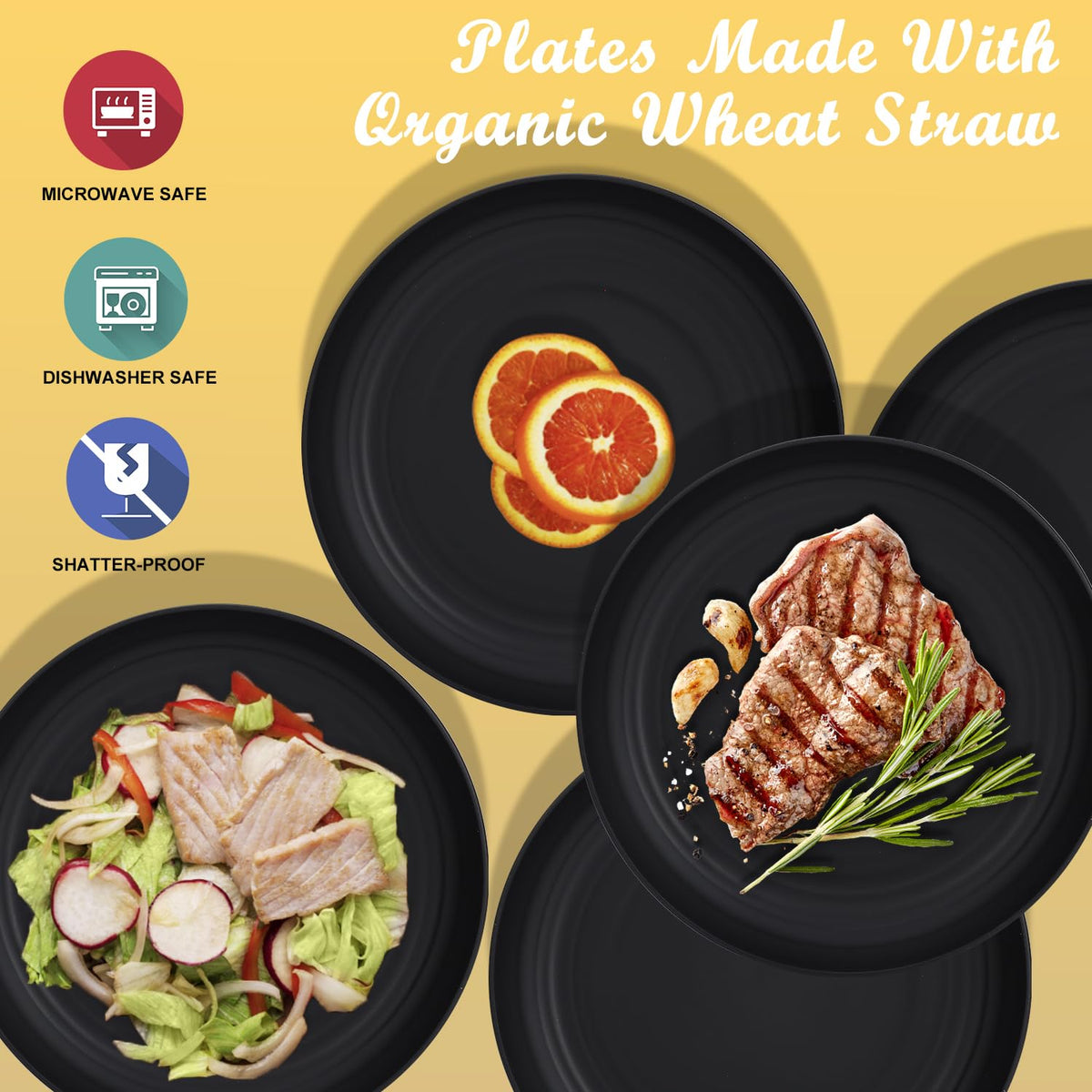 Wrova Wheat Straw Plates lightweight design ideal for camping and outdoor dining
