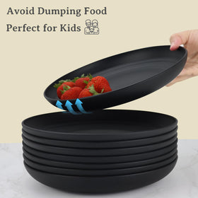 Wrova Wheat Straw Plates Pure Black close-up reveals elegant, non-fragile tableware