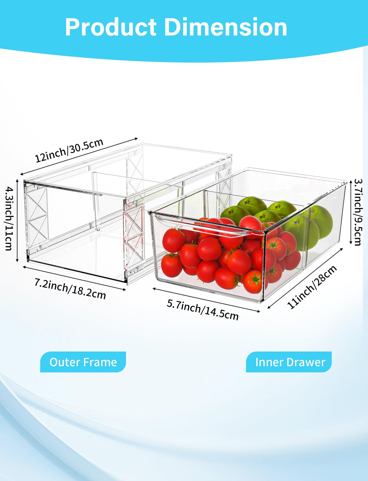 WRRLORS clear fridge organizer with handles enables quiet, one-handed access.