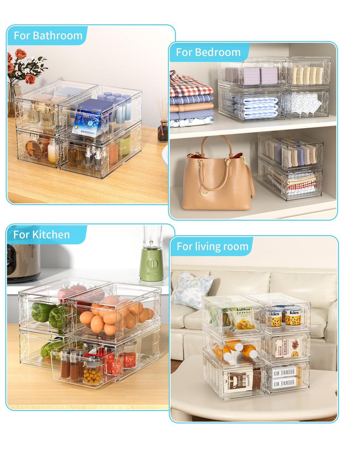 WRRLORS under-sink cabinet organizer keeps contents visible and reachable.