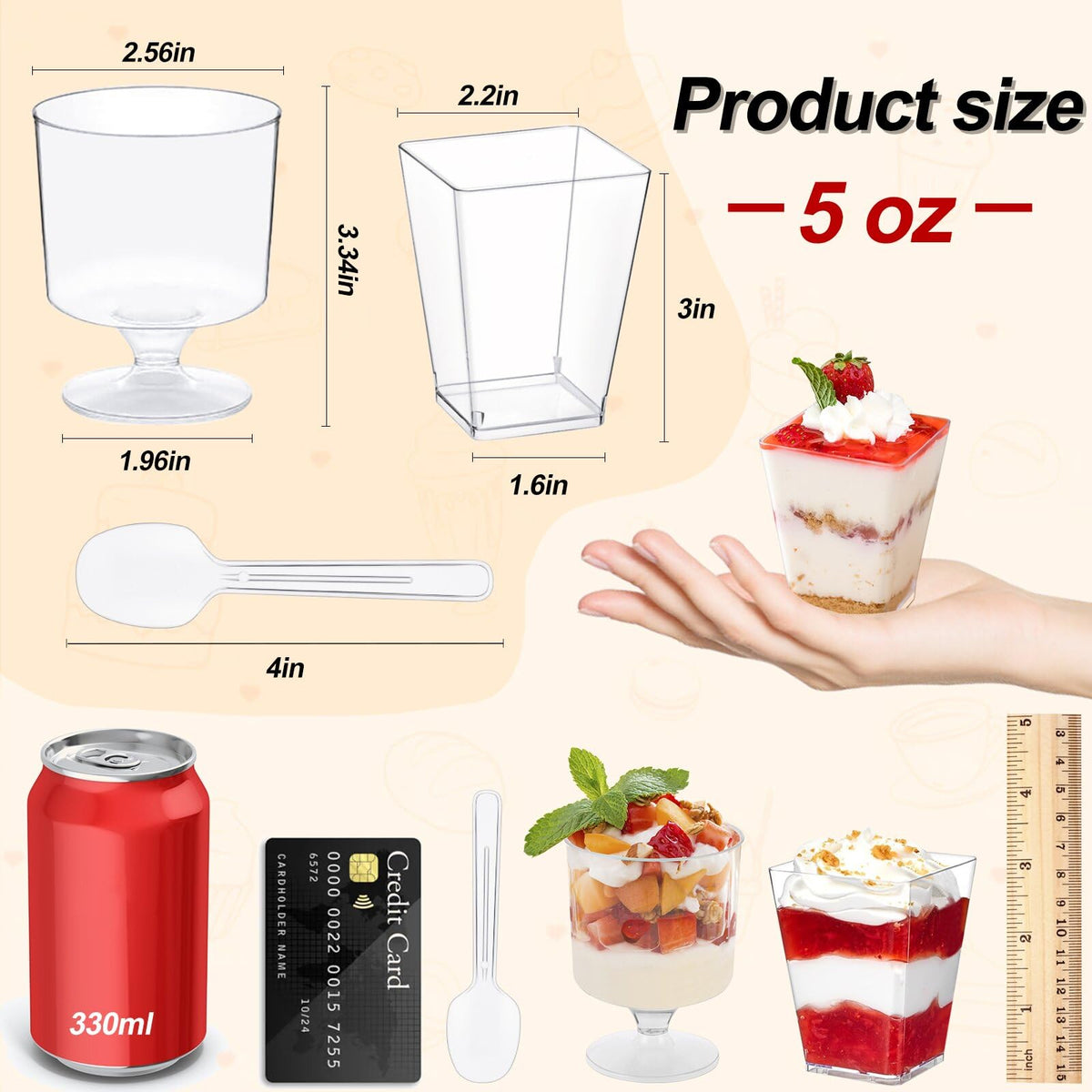wtarabur dessert cups round goblets for mousses and puddings