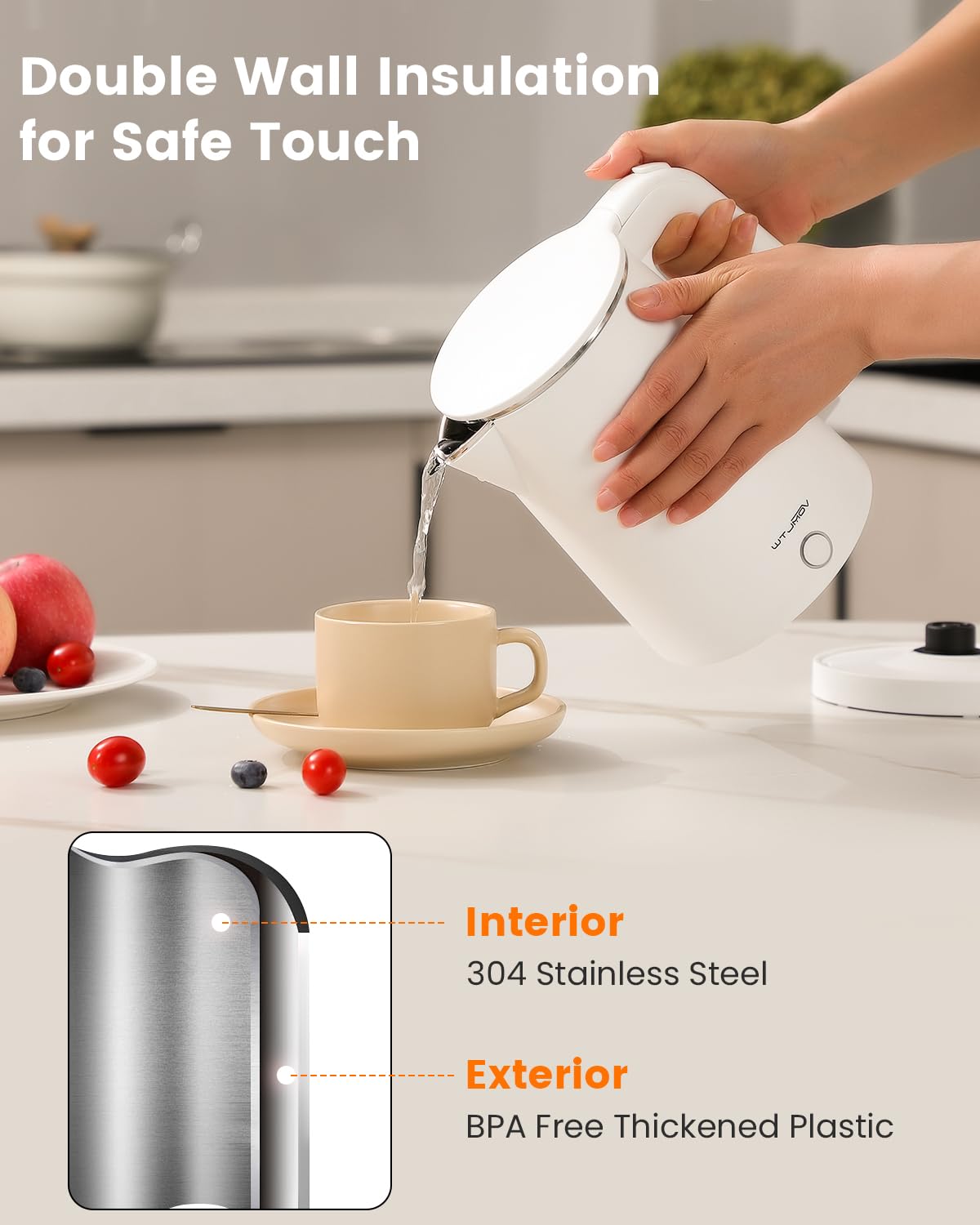 WTJMOV kettle demonstrates fast 4-minute boil for coffee or tea