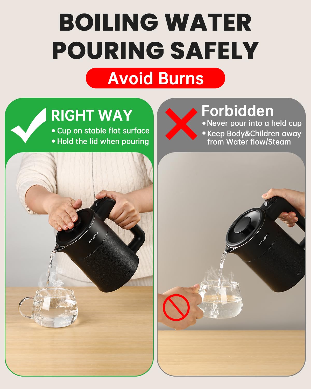 WTJMOV lightweight kettle fits in a bag for travel and commuting.