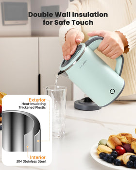 WTJMOV travel-friendly kettle fits in luggage for trips.