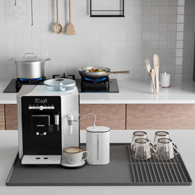 WUDIALIEN mat placed under a coffee maker to keep surfaces clean