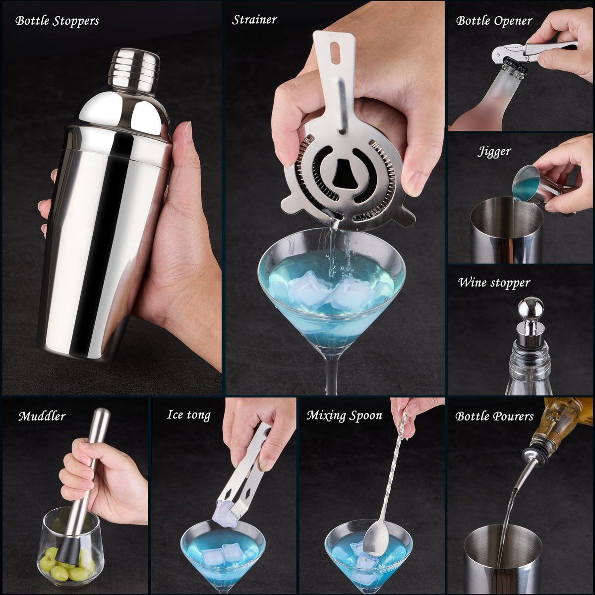Wukuna muddler and bottle stopper ensuring fresh ingredients and airtight seals.