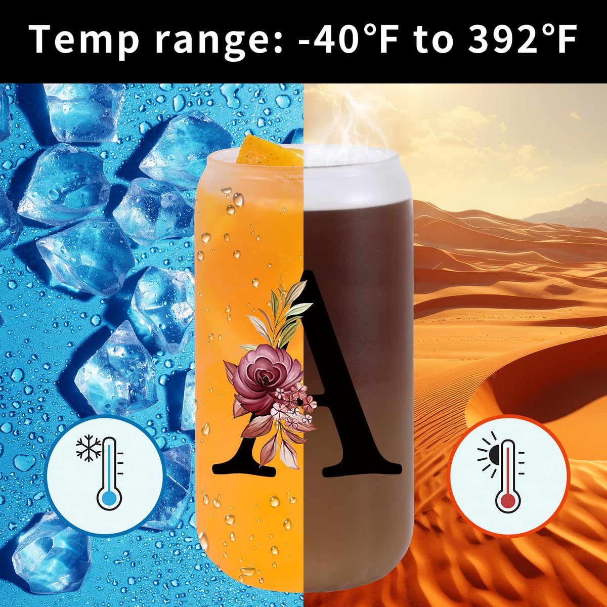 Wulcea 16oz frosted glass tumbler offers classy presentation for iced drinks.