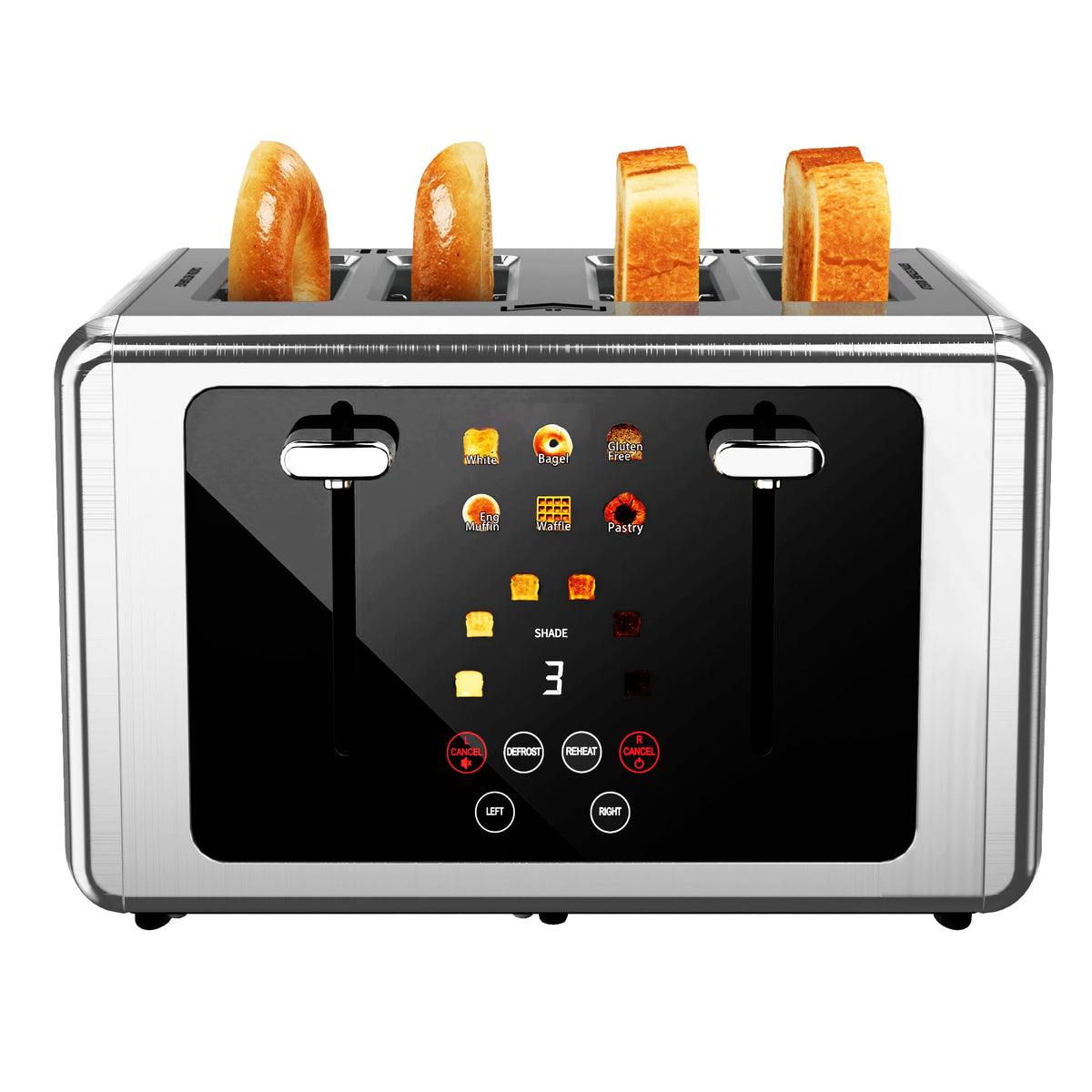 WUNLY 4-Slice Toaster with live progress display for precise browning
