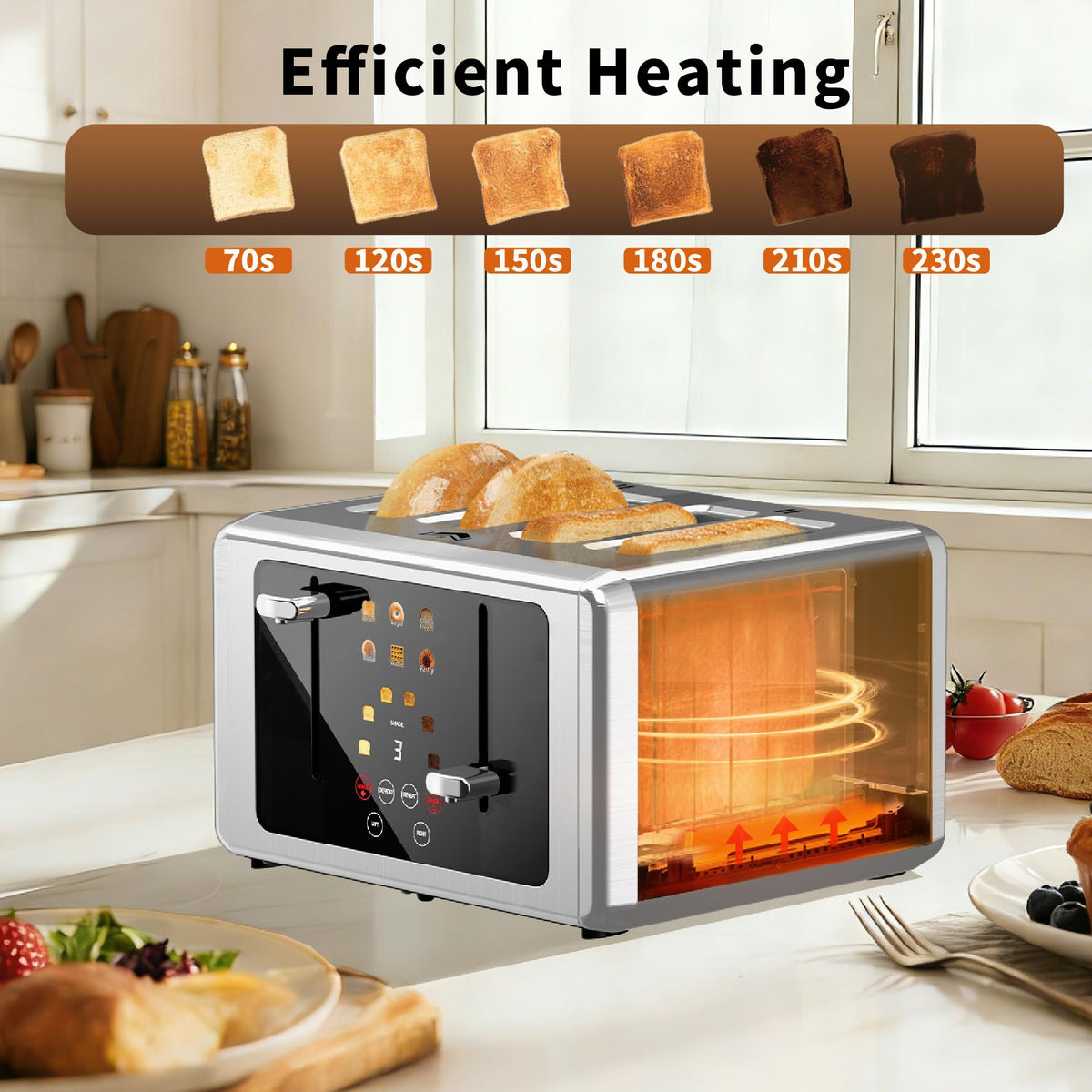 WUNLY toaster in silent memory mode with last setting recall