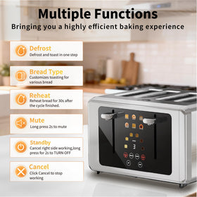 WUNLY 4-Slice Toaster with 1.5-inch wide slots for thick slices