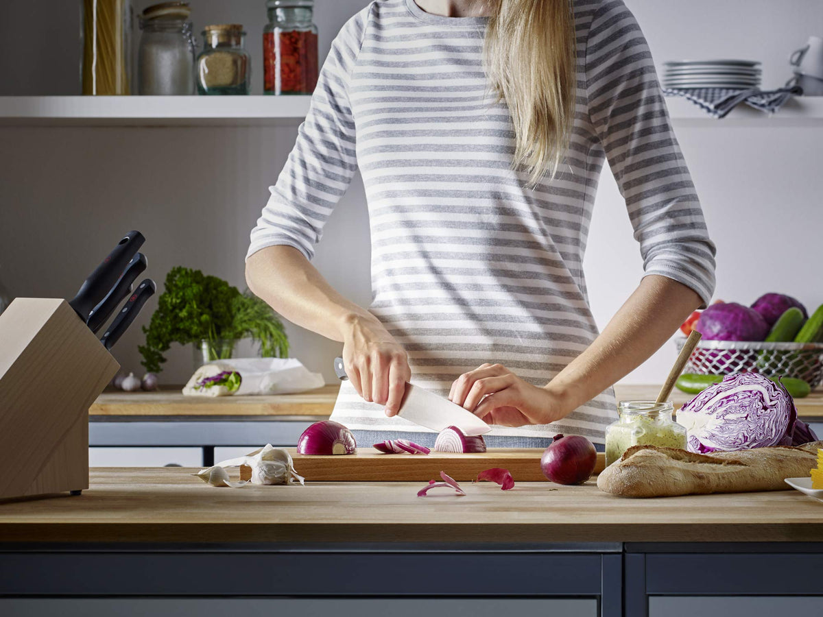 Wüsthof Gourmet knife warranty label signaling quality and support.