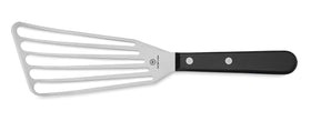 WÜSTHOF Gourmet offset spatula blade demonstrates razor-thin flexibility for delicate flipping.
