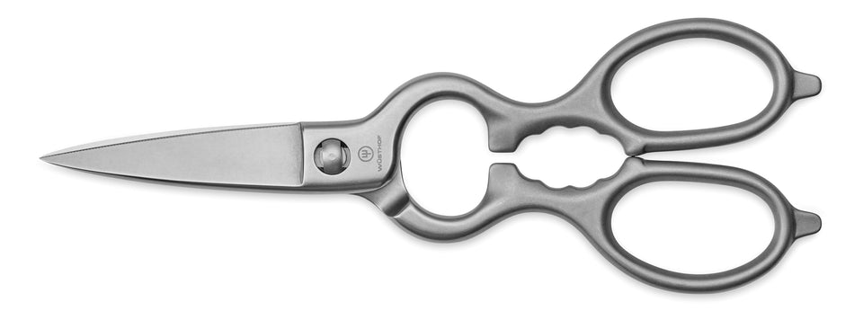 WÜSTHOF stainless kitchen shears with come-apart design for easy cleaning and precise cuts.