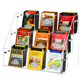 Wuudy tea bag organizer in clear acrylic for quick refills and tidy counters.