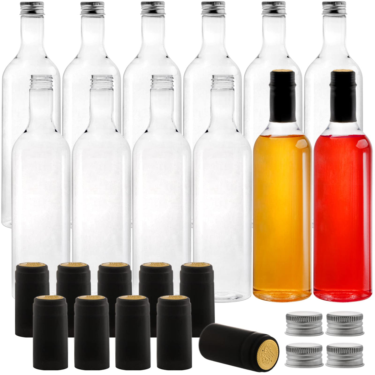 WUWEOT 12-pack Bordeaux-style 750ml bottle ready for homemade wine and gifts