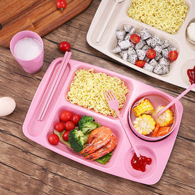 WUWEOT eight-pack divided plates in pink ideal for kid meals.