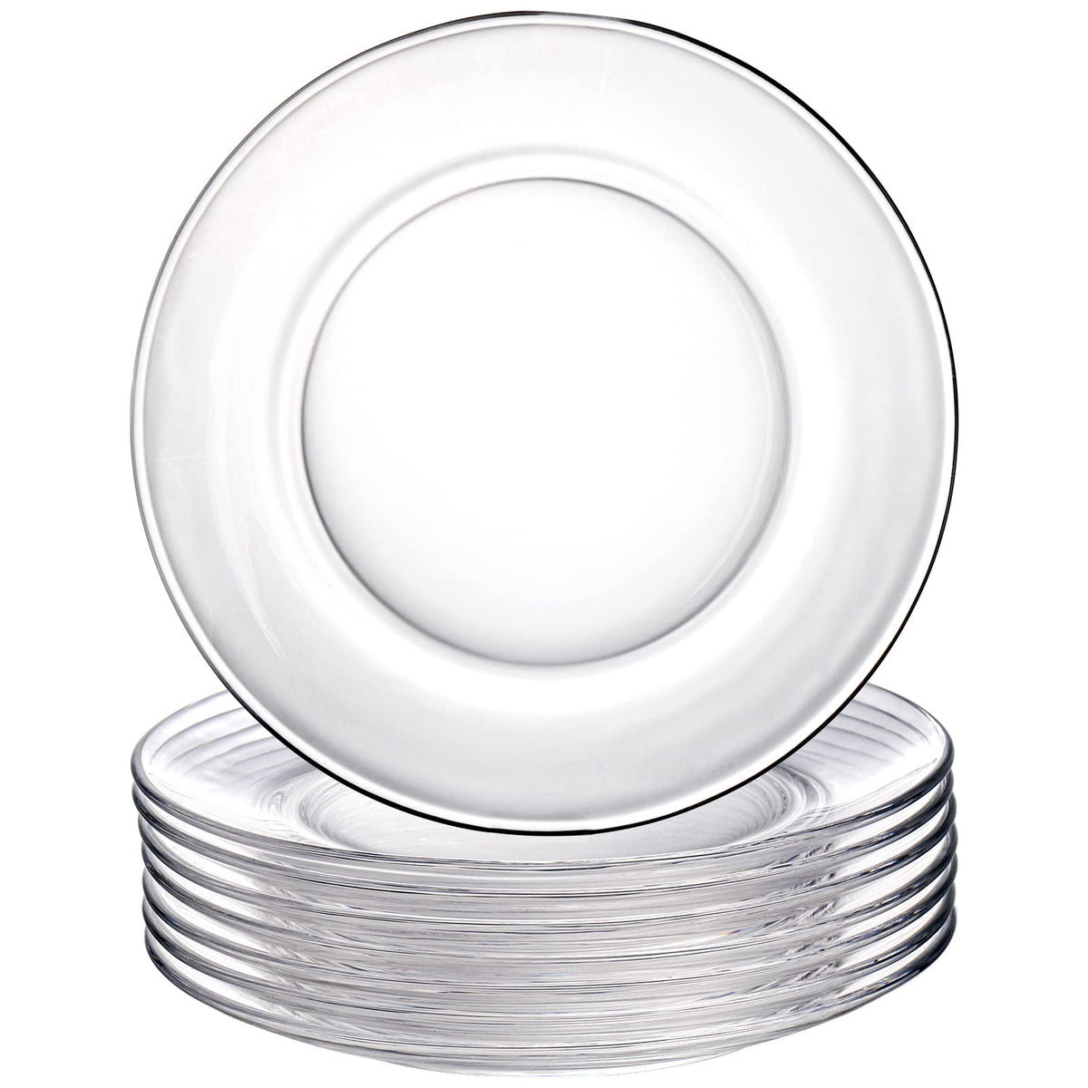 WUWEOT 8-pack glass dessert plates, 7.5 inches, ideal for desserts and salads.