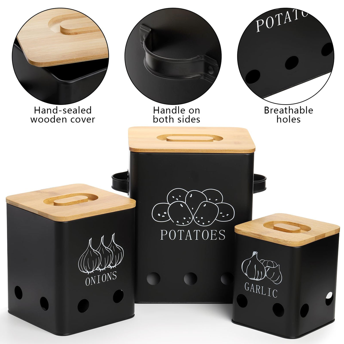 WUWEOT black metal freshness keeper showcases durable finish