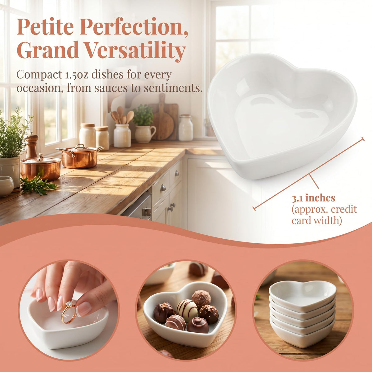 WUWEOT heart-shaped dip dish closeup highlights glossy finish and smooth edges.