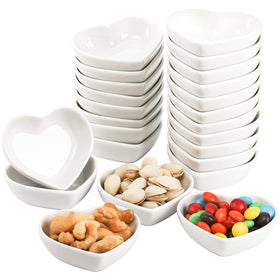 WUWEOT porcelain dip bowl heart shape 1.5oz ideal for sauces and appetizers.