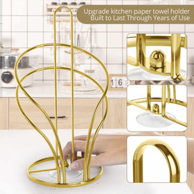 Closeup of one-handed tear mechanism on the Wuwrll gold towel holder.